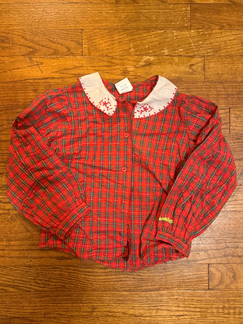 Vintage 80s Oshkosh B’Gosh Red Plaid Girls' Button-Up Top
